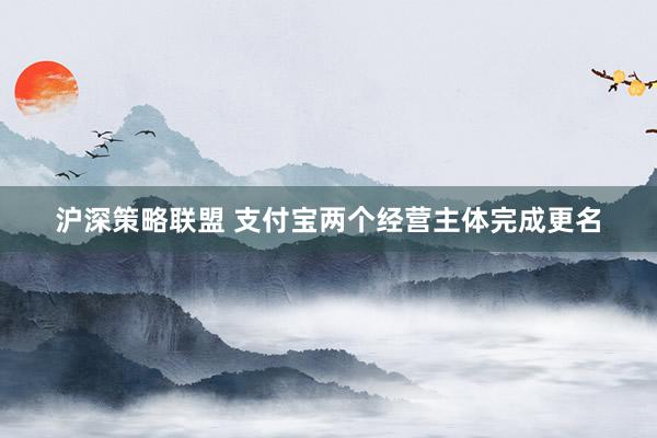 沪深策略联盟 支付宝两个经营主体完成更名
